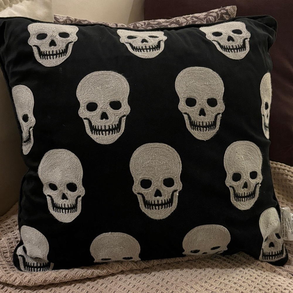 Black Skull Pattern Pillow